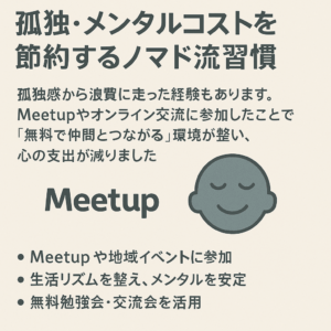 ノマドが孤独やメンタルコストを節約するイメージ